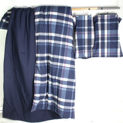 Queen Bedding Set of 3 Nautica 2 Pillowcases & Comforter Navy Blue Plaid
