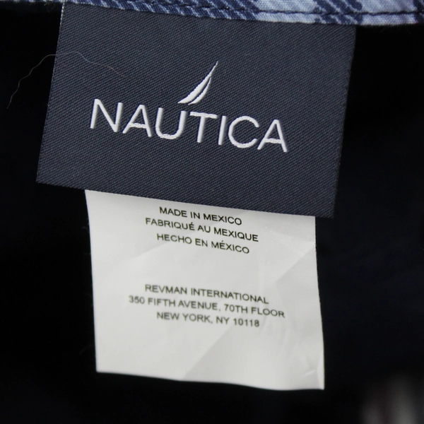 Queen Bedding Set of 3 Nautica 2 Pillowcases & Comforter Navy Blue Plaid