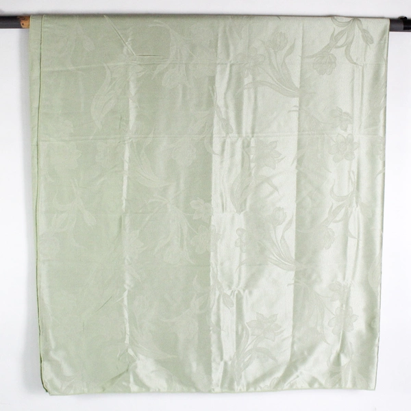 Light Green Floral Embroidered Tablecloth 83" x 59"