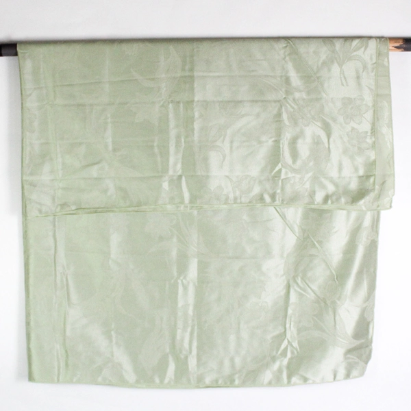 Light Green Floral Embroidered Tablecloth 83" x 59"