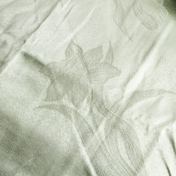 Light Green Floral Embroidered Tablecloth 83" x 59"