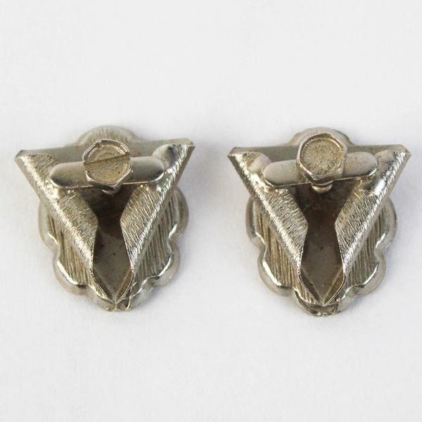 Pair of Vintage Square Dancing Collar Tips Round Silver with Black Background
