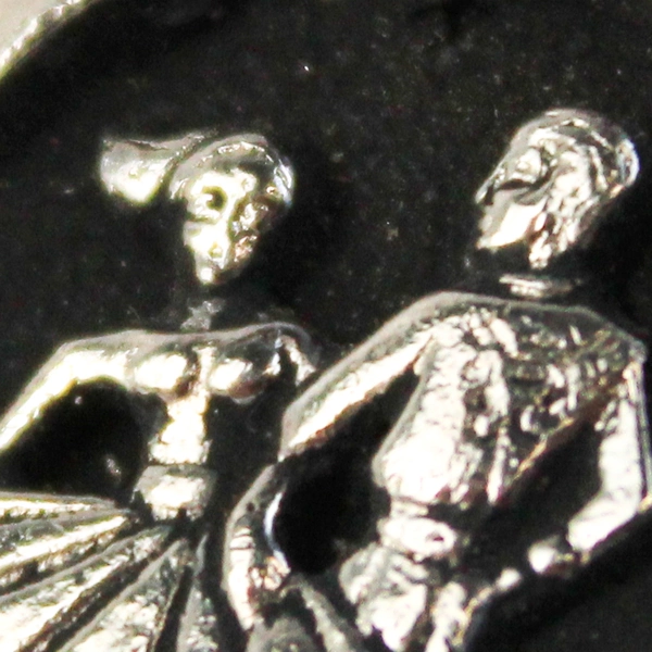 Pair of Vintage Square Dancing Collar Tips Round Silver with Black Background