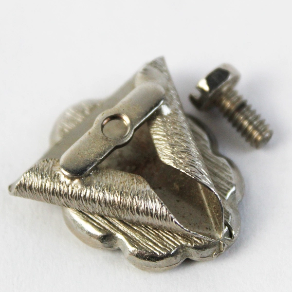 Pair of Vintage Square Dancing Collar Tips Round Silver with Black Background