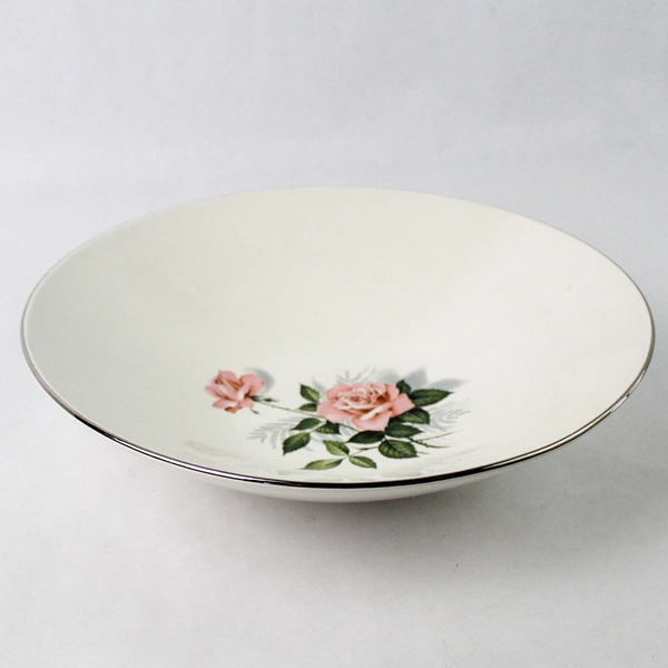Taylor Smith Taylor Summer Rose Platinum Round Vegetable Bowl 10 inch