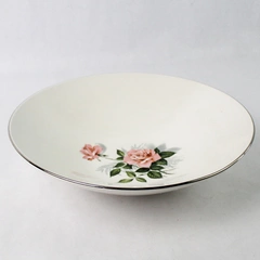 Taylor Smith Taylor Summer Rose Platinum Round Vegetable Bowl 10 inch