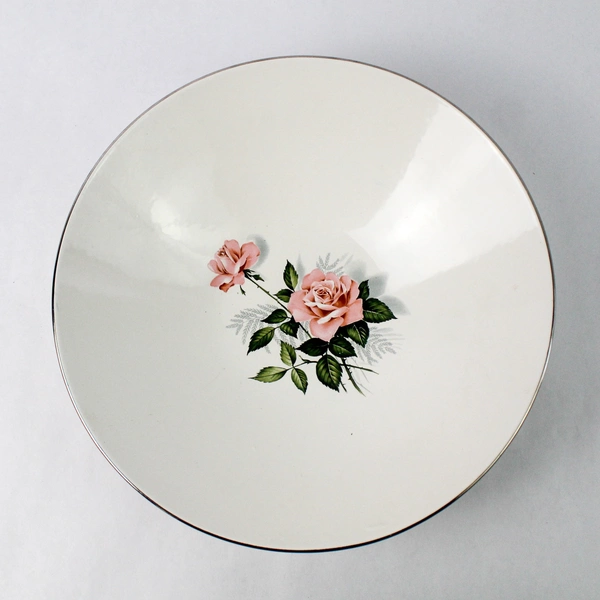 Taylor Smith Taylor Summer Rose Platinum Round Vegetable Bowl 10 inch