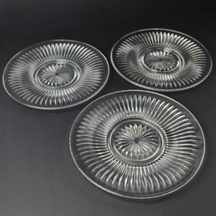 Set of 3 Vintage Clear Starburst Pattern Plates 10 Inch