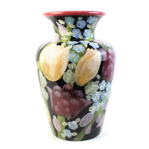 Certified International Lesal Studio Large Ceramic Hand Painted Tulip Vase  16”