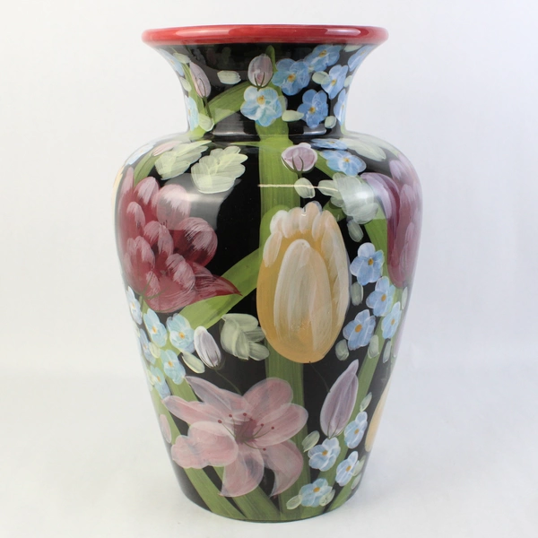 Certified International Lesal Studio Large Ceramic Hand Painted Tulip Vase  16”