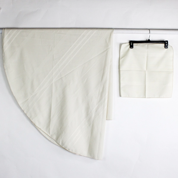 Lot Of 2 Table Cloth Round Light Off White 74" Diameter & Square Napkin 17"
