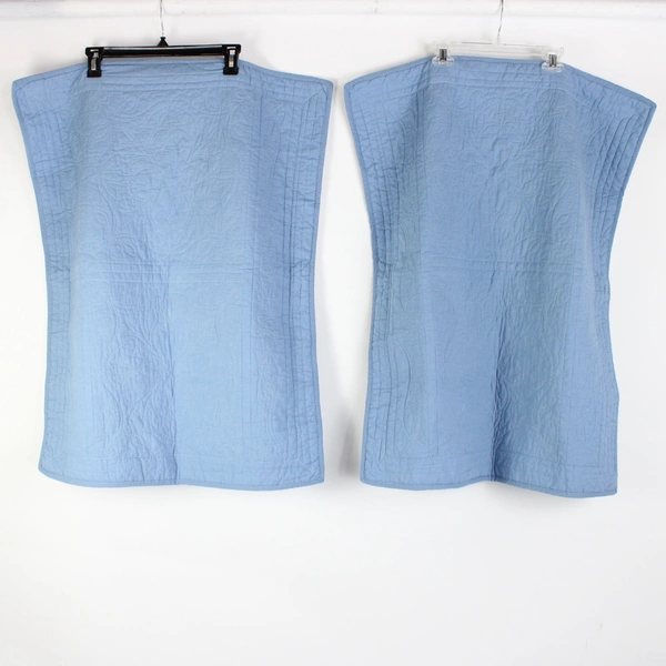 Set of 2 Quilted Pillow Cover Blue Cotton Elegant Life 20x26 PREOWNED