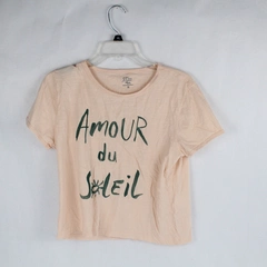 J Crew Graphic 'Amour Du Soleil' T-Shirt Pink Short Sleeve Women's Size M