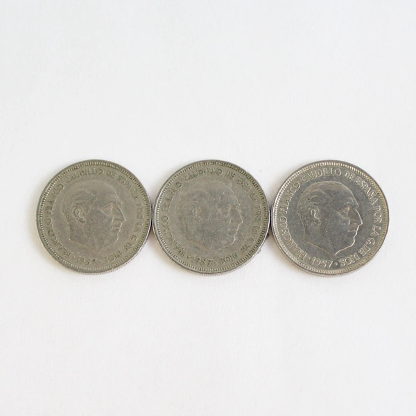 Lot of Three 5 Peseta Coins From Spain Dated 1957