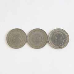 Lot of Three 5 Peseta Coins From Spain Dated 1957
