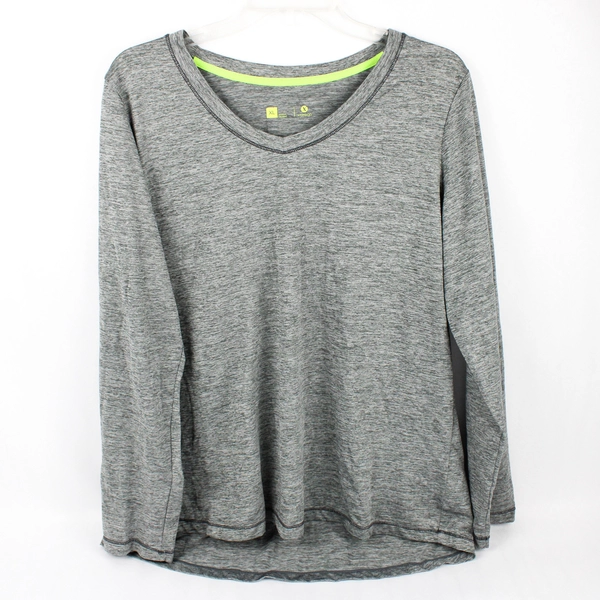 Xersion Gray Long-Sleeved V-Neck T-Shirt Women's Size XL