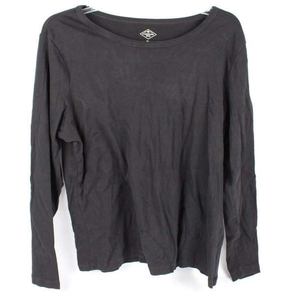 St. John's Bay Solid Black Long-Sleeved Cotton Shirt Women's Size XL