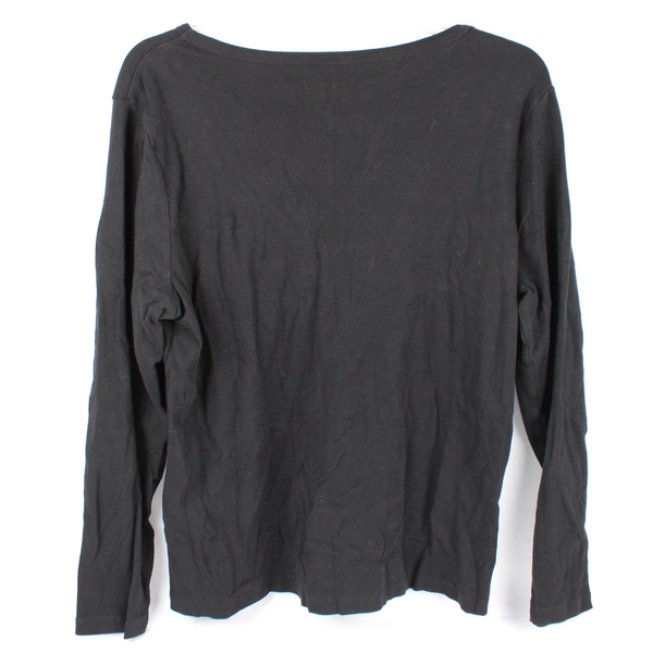 St. John's Bay Solid Black Long-Sleeved Cotton Shirt Women's Size XL