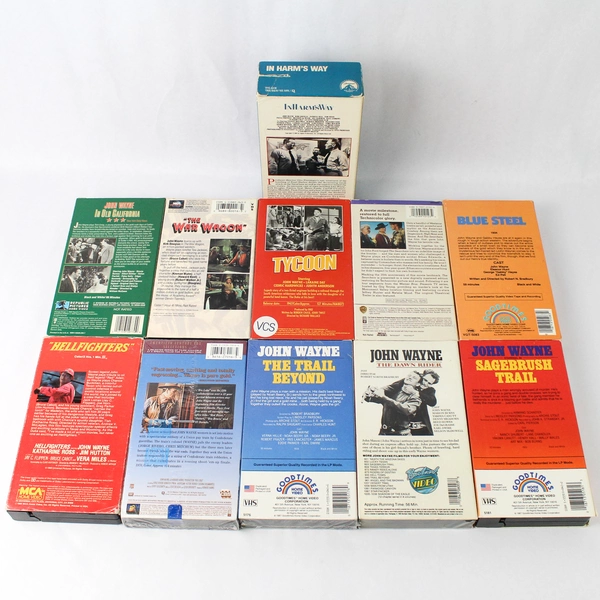 Lot of 11 John Wayne Film VHS Tape Film Assorted