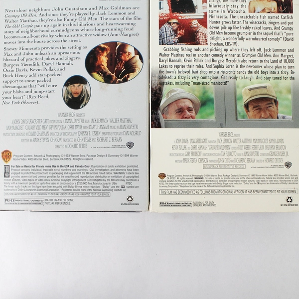 Grumpy Old Men & Grumpier Old Men VHS Tapes PG-13 Movies