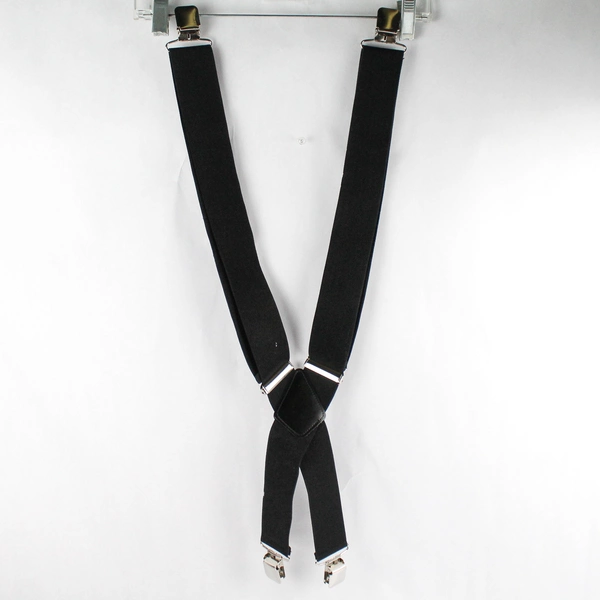 Unbranded Solid Black Clip Adjustable Elastic Men's X Back Suspenders