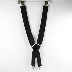 Unbranded Solid Black Clip Adjustable Elastic Men's X Back Suspenders