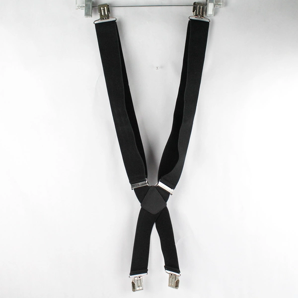 Unbranded Solid Black Clip Adjustable Elastic Men's X Back Suspenders