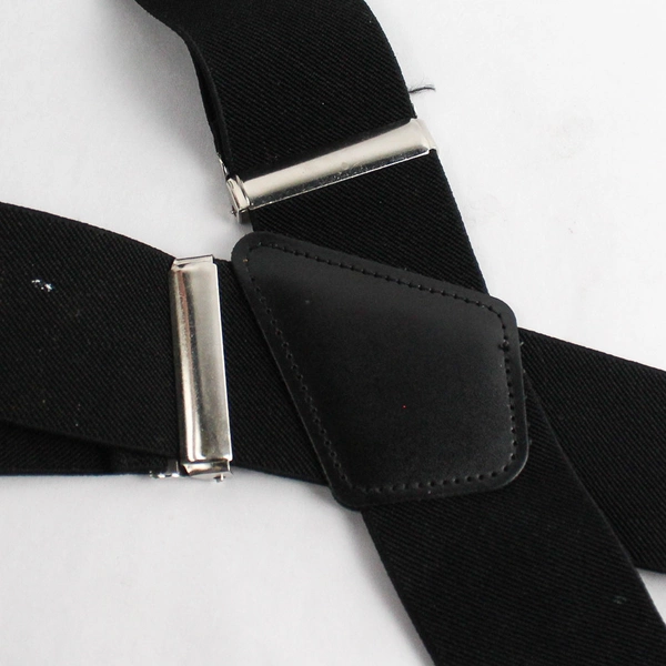 Unbranded Solid Black Clip Adjustable Elastic Men's X Back Suspenders