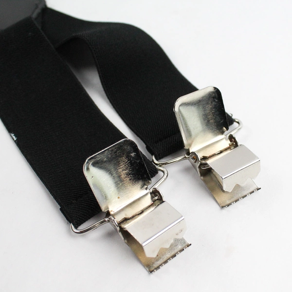 Unbranded Solid Black Clip Adjustable Elastic Men's X Back Suspenders