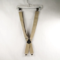 Unbranded Solid Biege Clip Adjustable Elastic Men's X Back Suspenders
