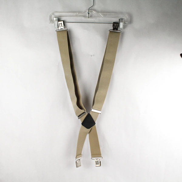 Unbranded Solid Biege Clip Adjustable Elastic Men's X Back Suspenders
