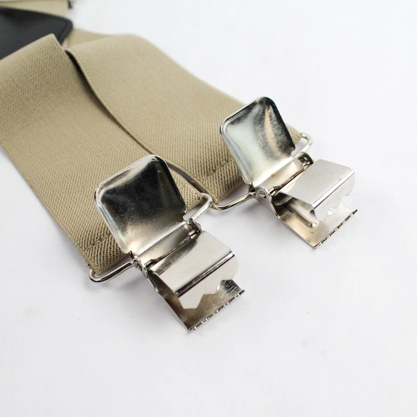 Unbranded Solid Biege Clip Adjustable Elastic Men's X Back Suspenders