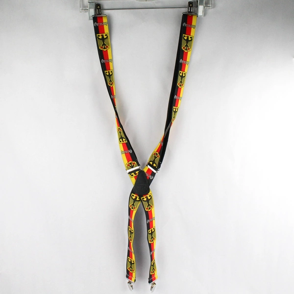 Unbranded Germany Print Clip Adjustable Elastic Men's X Back Suspenders