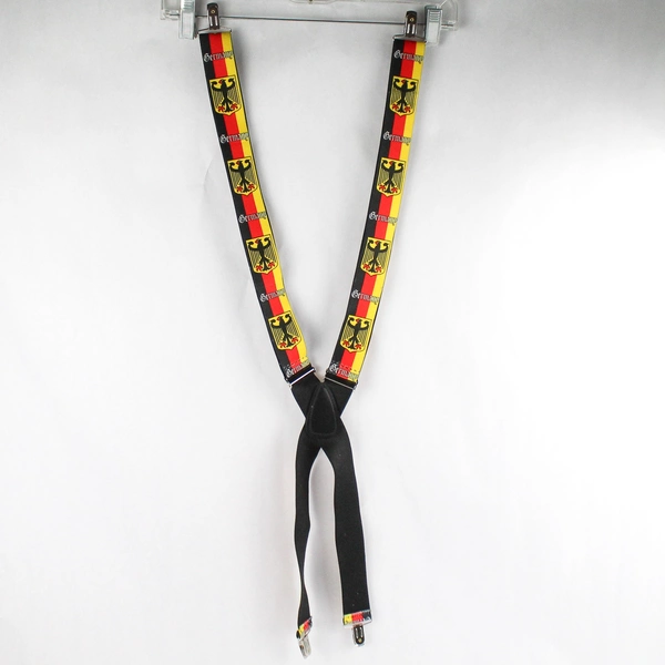Unbranded Germany Print Clip Adjustable Elastic Men's X Back Suspenders