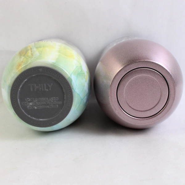 Set of 2 Thily Stemless Wine Tumbler Triple Insulated Thermos Metal Pink & Blue