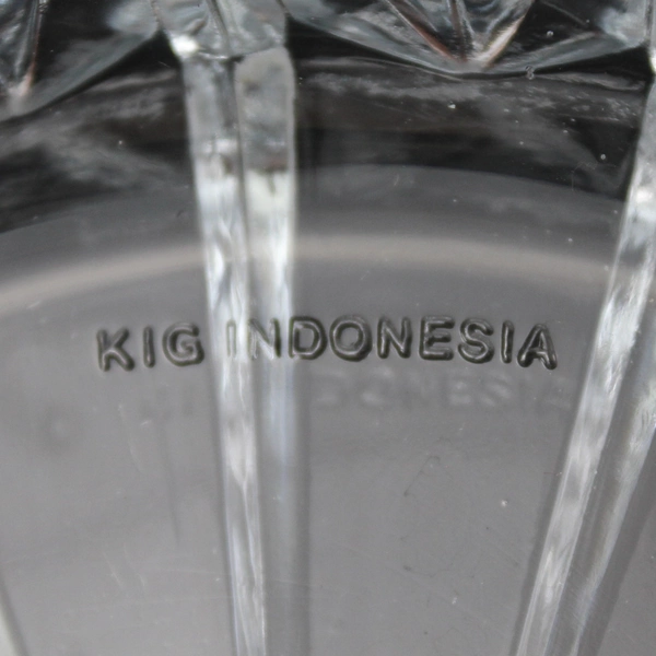 KIG Straight Sided Clear Salad Bowl Cut Pattern starburst Center 6.75 Inch