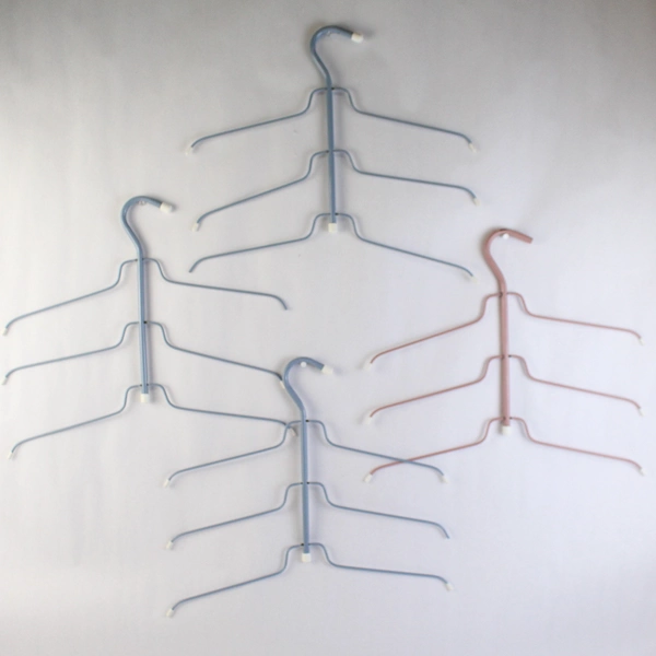 Lot of 4 Metal 3-Tiered Clothes Hangers For Shirts