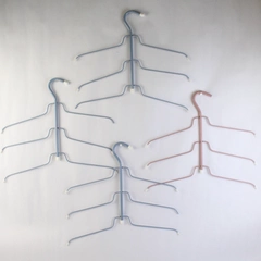 Lot of 4 Metal 3-Tiered Clothes Hangers For Shirts