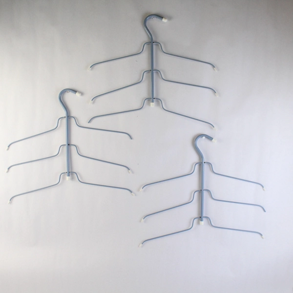 Lot of 4 Metal 3-Tiered Clothes Hangers For Shirts