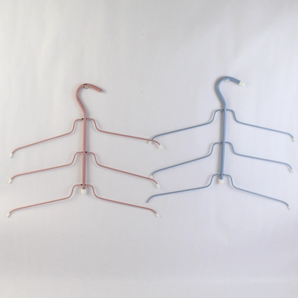 Lot of 4 Metal 3-Tiered Clothes Hangers For Shirts