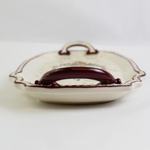 Grasslands Road Ceramic Christmas Appetizer Cracker Cheese Tray 