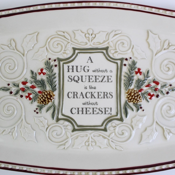 Grasslands Road Ceramic Christmas Appetizer Cracker Cheese Tray 