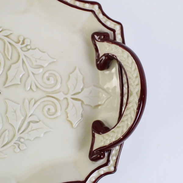 Grasslands Road Ceramic Christmas Appetizer Cracker Cheese Tray 