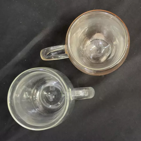 Set of 2 Double Walled Clear Glass Coffee Mugs Cups 4.5 inch
