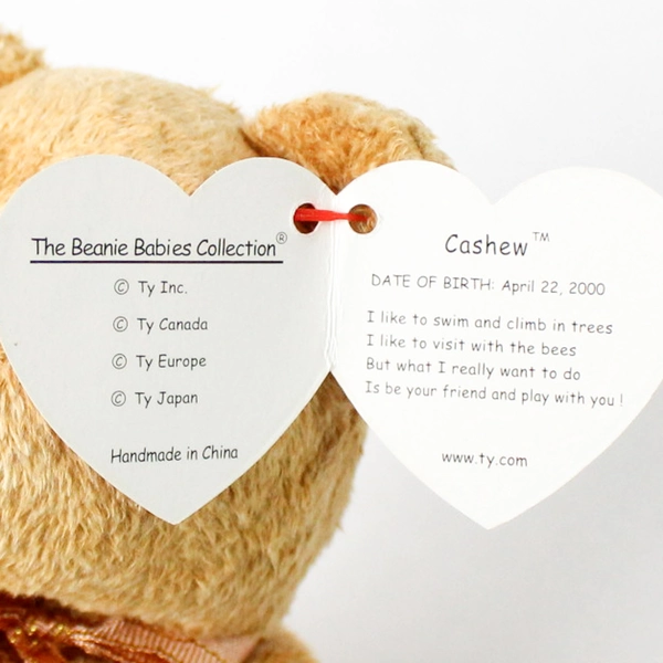 Ty Beanie Baby Cashew The Bear 2000 Brown Bear Plush Toy Doll with Tag