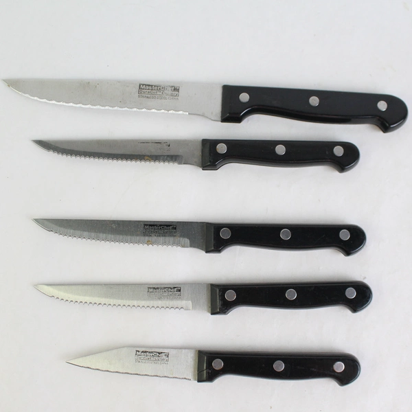 Set of 5 Master Chef Dura Cut Knives 3 Steak 1 Paring 1 Utility