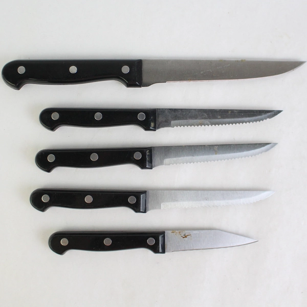 Set of 5 Master Chef Dura Cut Knives 3 Steak 1 Paring 1 Utility