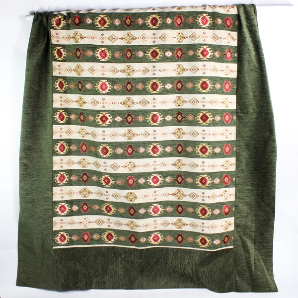 Green Beige and Red Southwestern Style Embroidered Queen Bed Cover