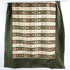 Green Beige and Red Southwestern Style Embroidered Queen Bed Cover