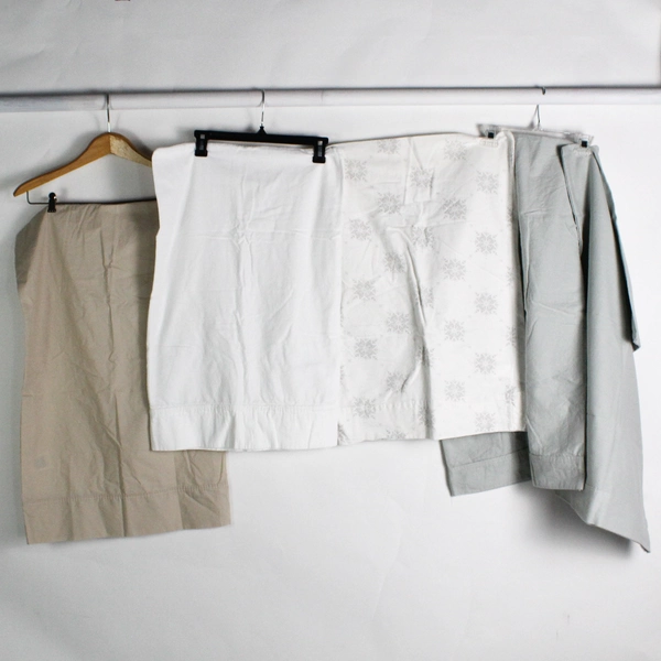 Lot of 5 Varied Gray White Beige Queen Cotton Pillowcases DIY Fabric Upcycling